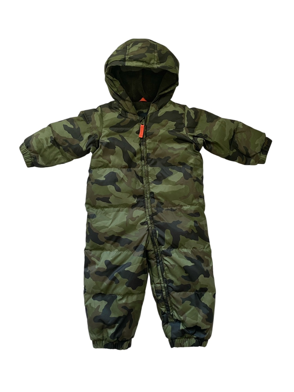 GAP Hooded Down Camo One-Piece Snowsuit - Olive, Dark Green & Black